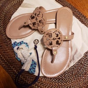 Tory Burch Leather Miller Sandals Nude